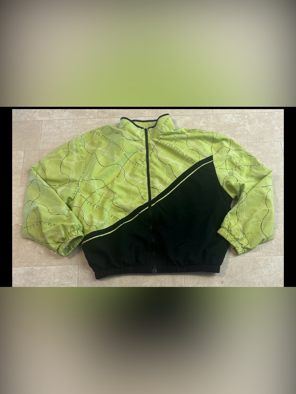 Vintage Lily's of Beverly Hills Like Green Black Windbreaker Jacket women small